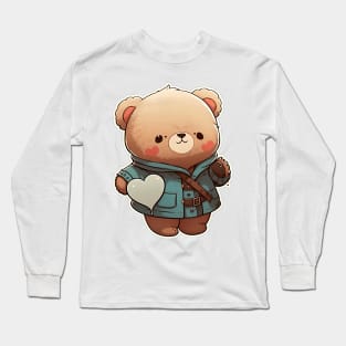 Cute Bear Cartoon Adventurer Adorable Kawaii Animal Long Sleeve T-Shirt